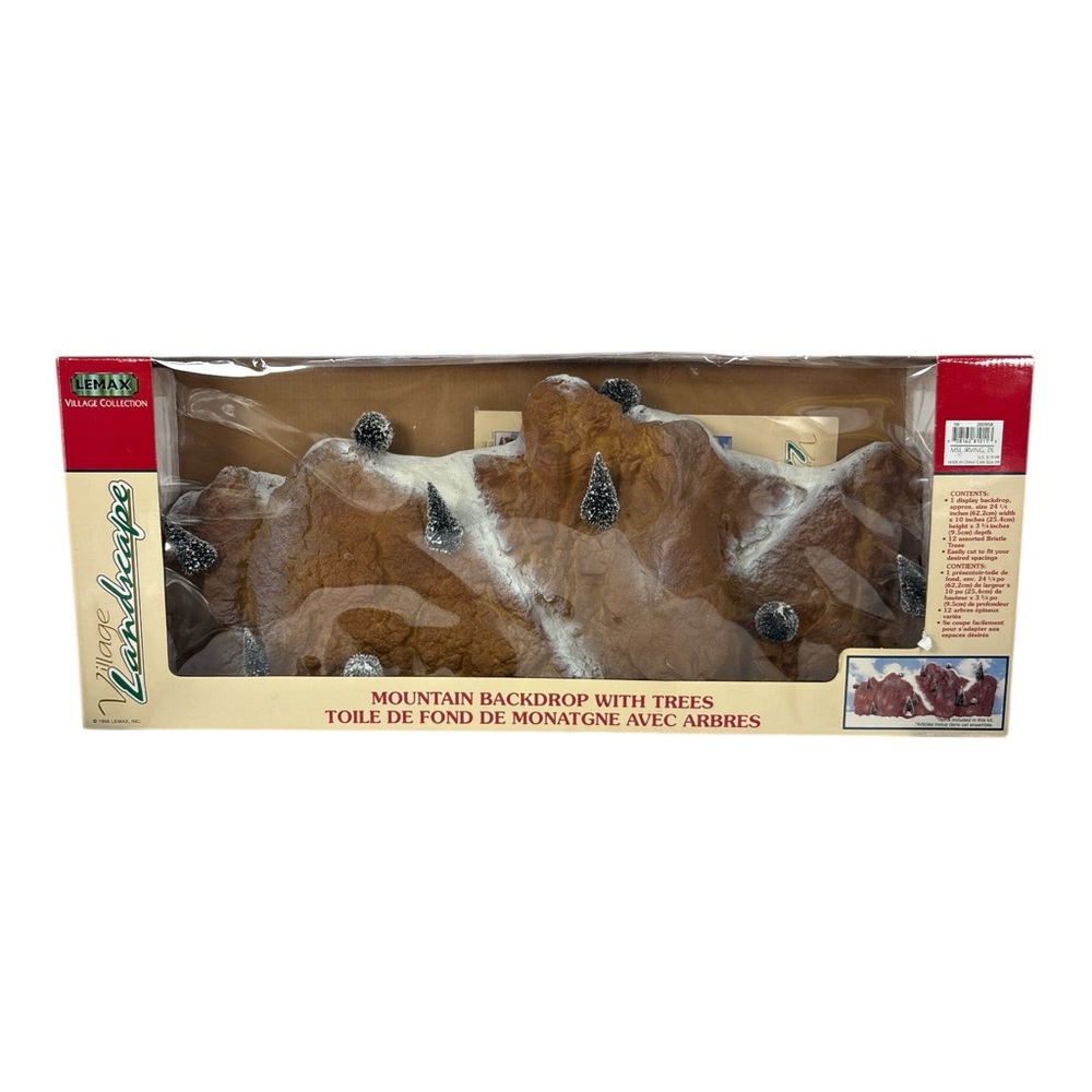 VTG LEMAX Village Large Landscape Mountain Backdrop w/ Trees 1998 Christmas